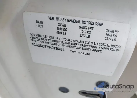 2004 Cadillac Cts Standard z USA, uszkodzony, nr VIN 1G6DM577940136464